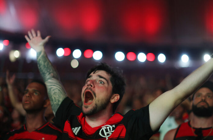 Torcedor do Flamengo comemora título da Libertadores | REUTERS/Pilar Olivares