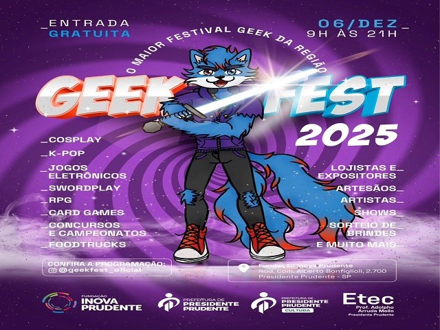 Geek Fest 2025 abre inscrições para concursos de cosplay, k-pop e desenho