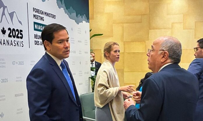 Marco Rubio e Mauro Vieira se reuniram em Niágara, no Canadá, à margem da reunião do G7 | Foto: Divulgação