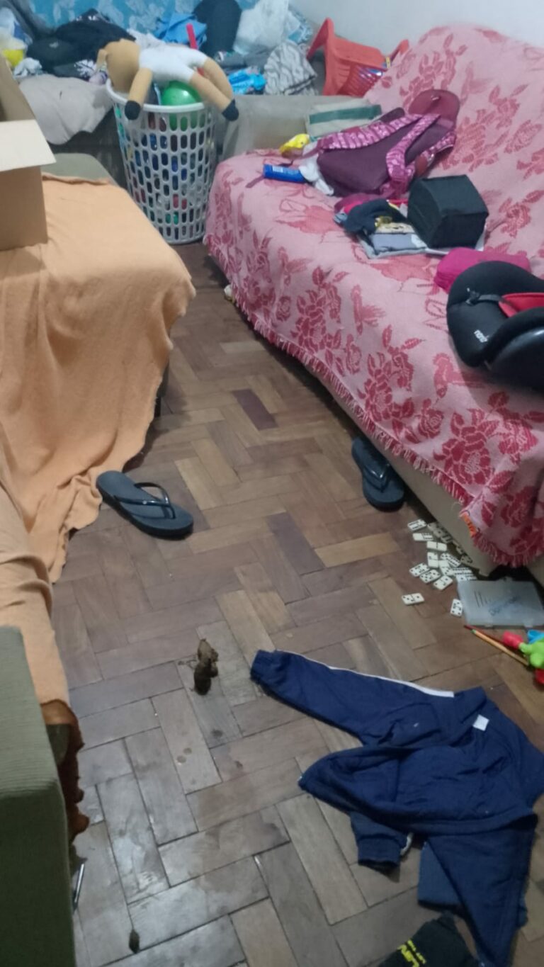 Bandido invade casa, come comida da geladeira e evacua na sala