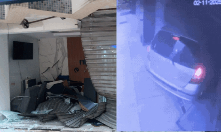 Carro perde controle e invade clínica em Santos; VÍDEO