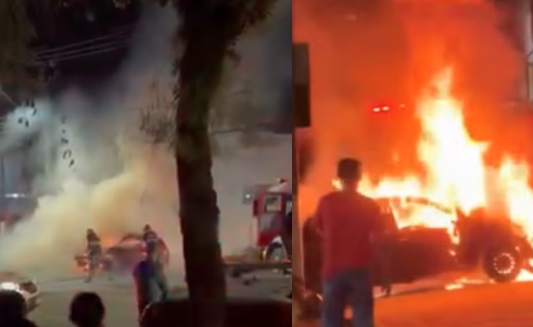 Carro pega fogo com o motorista dentro em Registro; homem não se feriu