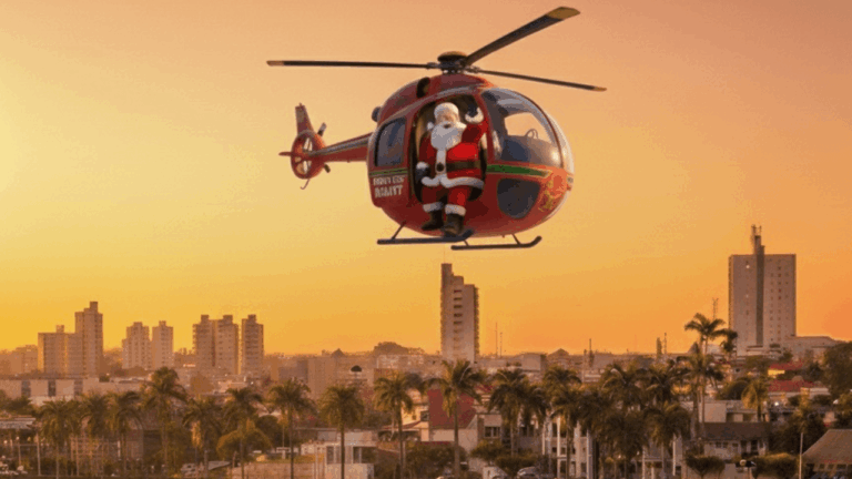 Papai Noel vai chegar a Rio Preto pelo alto