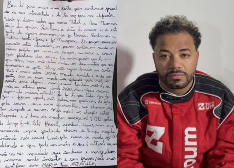 Em nova carta, Hytalo Santos critica Justiça, fala em perseguição cultural e diz que passará festas de fim de ano preso