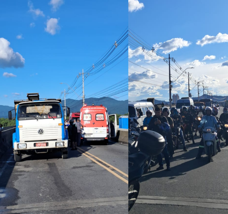 Ciclista morre após ser atingido por um caminhão na Ponte dos Barreiros em São Vicente