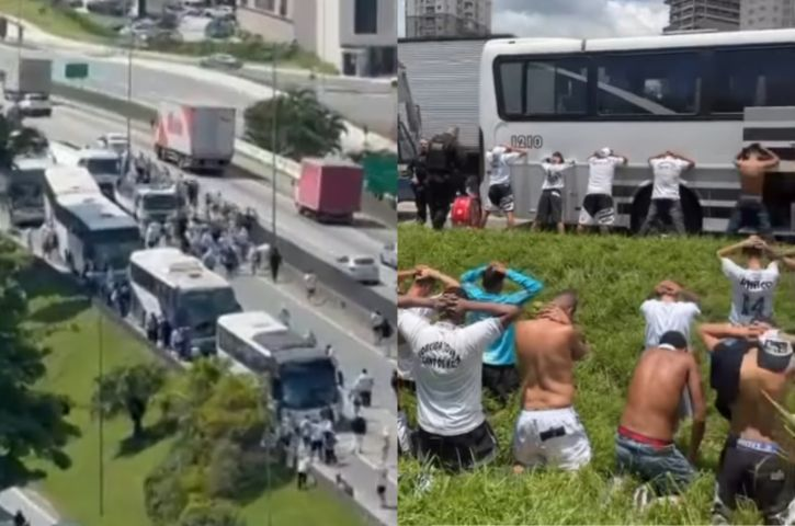 Torcedores de Santos e Inter entram em conflito em rodovia em Itapema (SC)