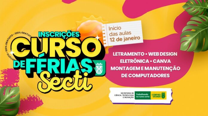 As aulas começam no dia 12 de janeiro e serão ofertadas 20 vagas por curso. As áreas disponíveis são diversas