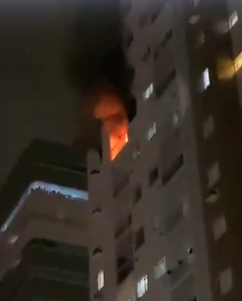 Incêndio atinge apartamento em Praia Grande; três pessoas ficaram feridas
