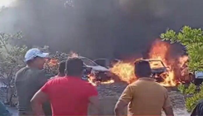 incêndio carros Veículos pegam fogo durante evento em Barra de Mamanguape