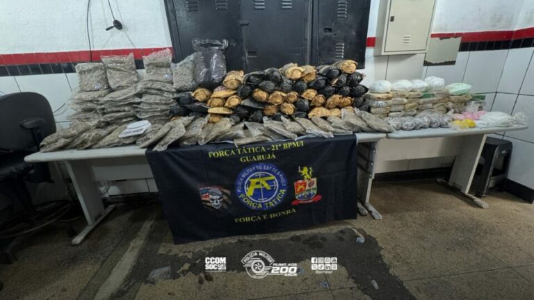 Polícia Militar apreende mais de 100 kg de drogas em área de mata no Guarujá