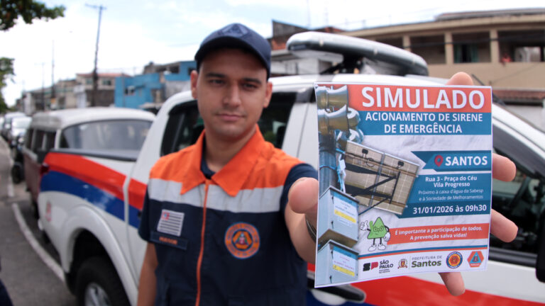 Defesa Civil vai realizar simulado de acionamento de sirene em morro de Santos