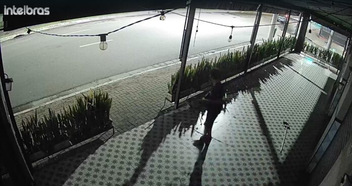 Câmera flagra homem furtando lâmpadas de bar em São José; veja