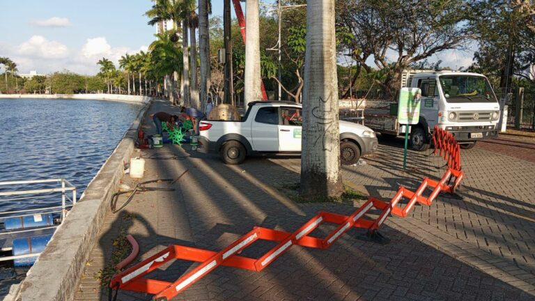 Iniciada instalação de aeradores no Açude Velho para melhorar oxigenação da água