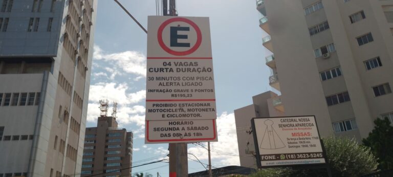 Araçatuba mantém vagas de curta duração na região central