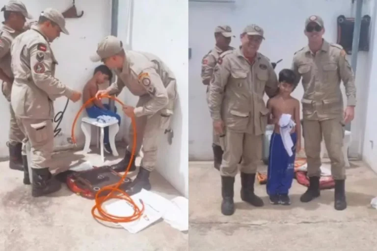 Criança é resgatada após ficar presa entre poste metálico e parede na PB