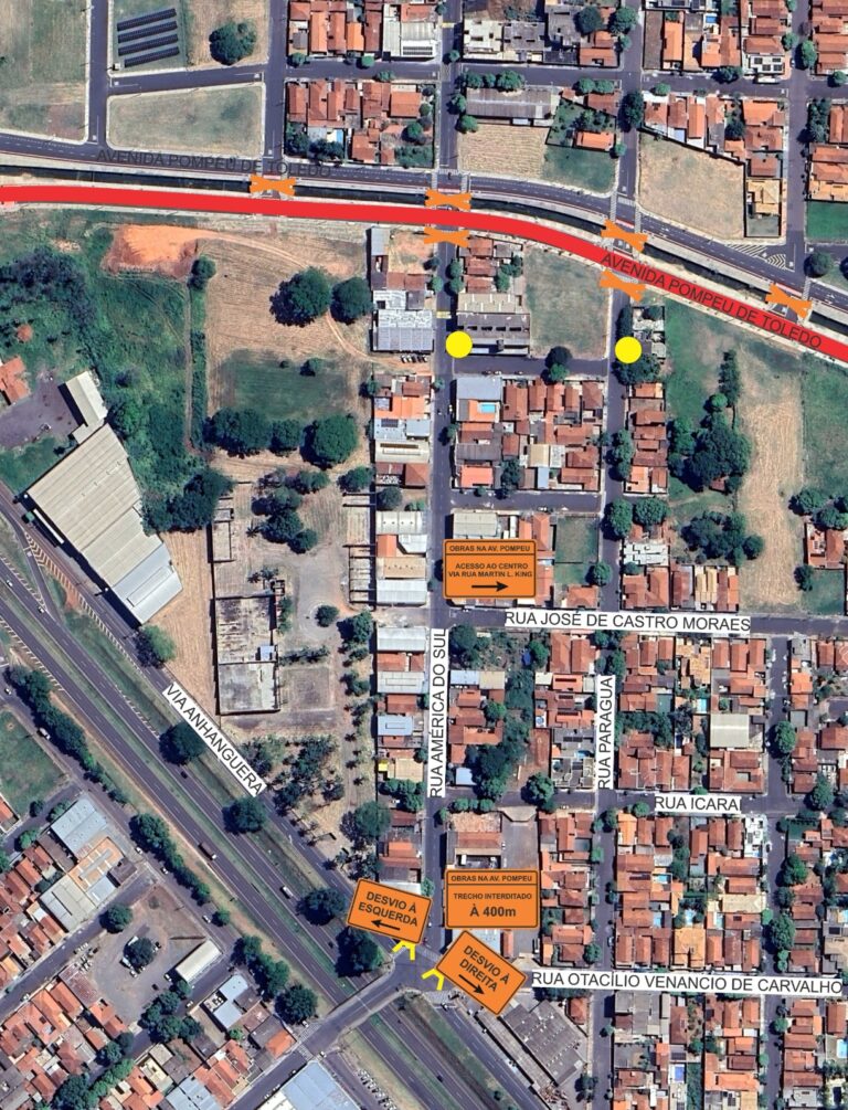 Obra na Pompeu interdita cruzamento com a América do Sul