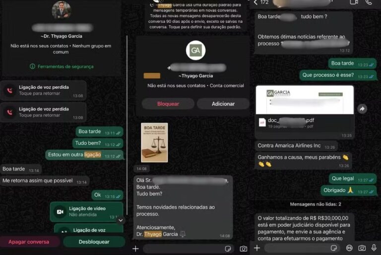 Justiça determina bloqueio de contas usadas em golpe de falso advogado no WhatsApp