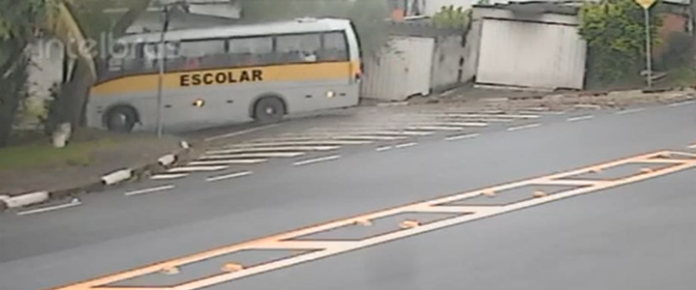Ônibus escolar com crianças bate contra árvore em Campinas