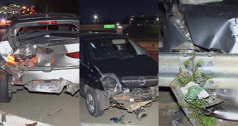 Engavetamento com sete veículos interdita pista na Dom Pedro I