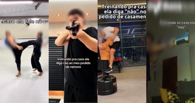 Homens gravam trend incentivando violência contra mulher nas redes