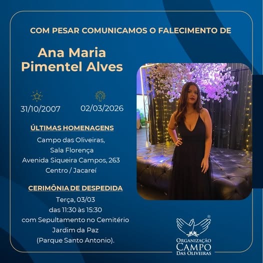 Jovem morta em capotamento na Via Dutra é sepultada nesta terça em Jacareí