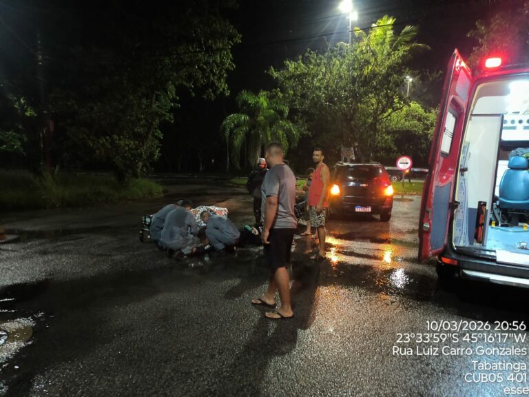 Motociclista de Ubatuba fica ferido após cair de moto em Caraguatatuba