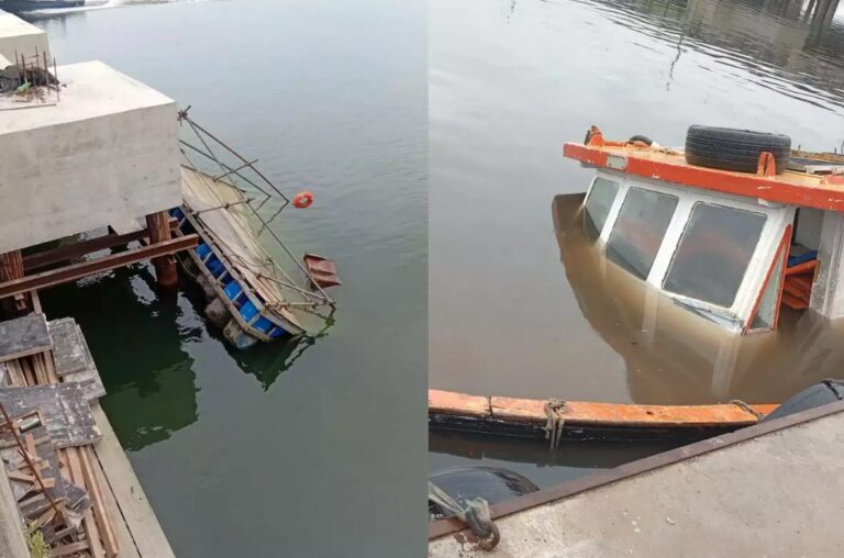 Balsa e barco afundam em São Vicente devido instabilidade da maré