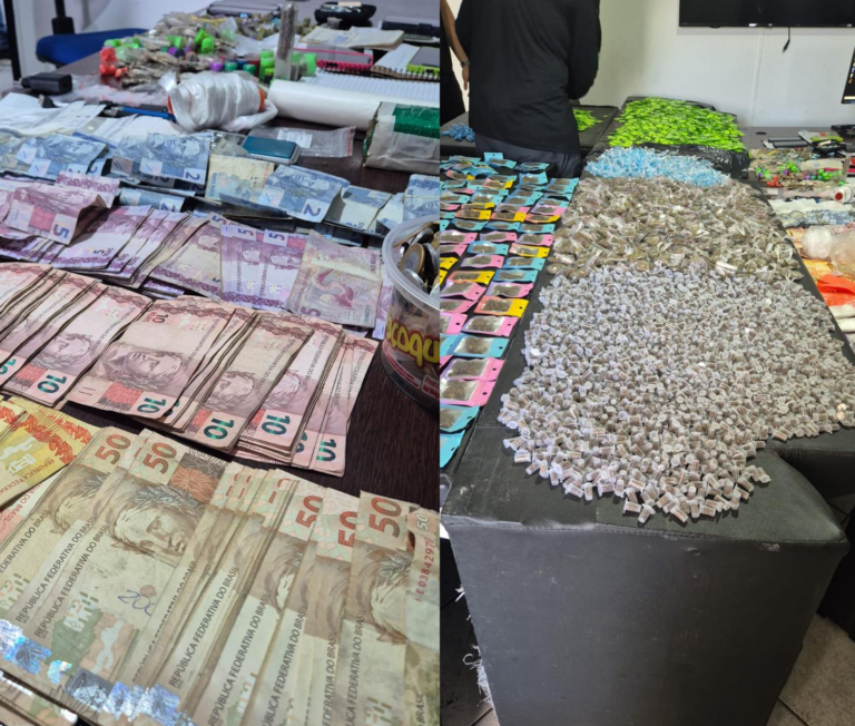 Sete pessoas foram presas e quase 10 mil porções de drogas são apreendidas em operação policial