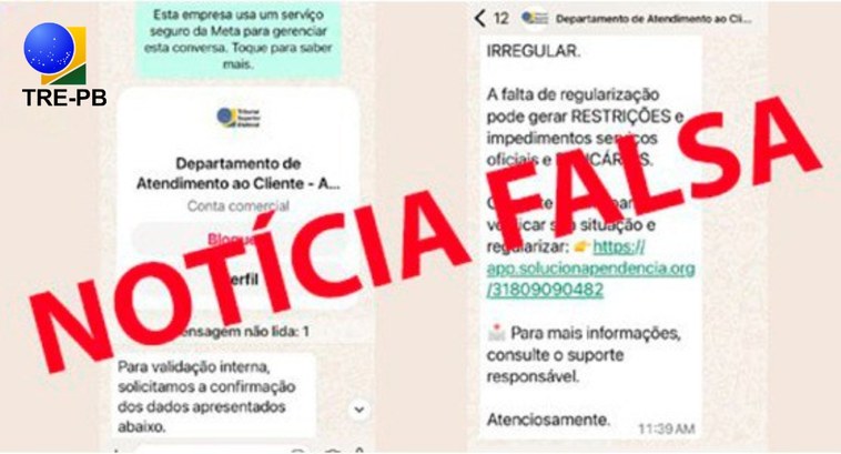 TRE-PB alerta sobre golpe com nome do TSE que ameaça bloquear serviços de eleitores