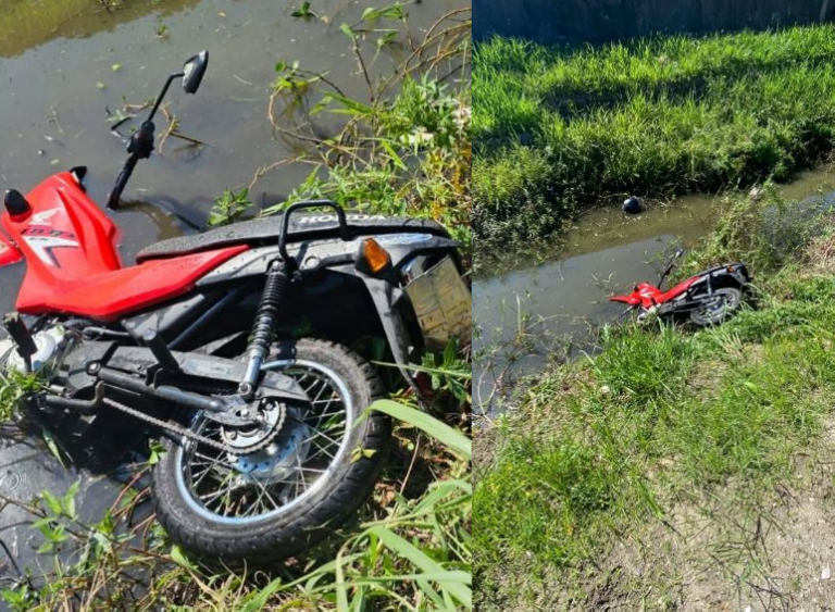 Dupla cai dentro de canal com moto durante perseguição policial no litoral de SP