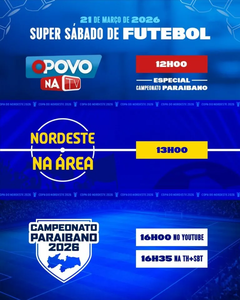 TH+ SBT exibe ‘Super Sábado de Futebol’ com a final do Paraibano 2026 neste sábado (21)