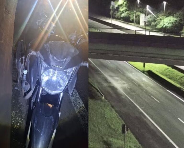 Motociclista morre após cair de viaduto e ser atropelado em rodovia do litoral de SP