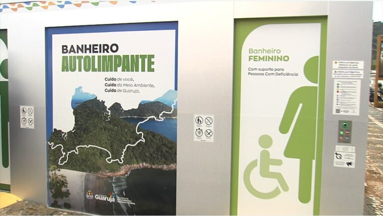 Guarujá inaugurou banheiro autolimpante na Praia do Tombo