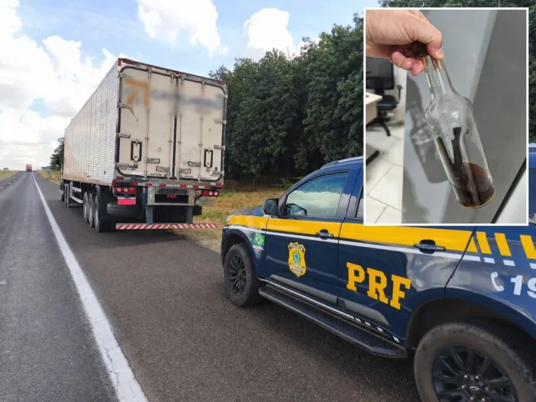 Caminhoneiro bêbado diz à PRF que tomou “garrafada de ervas” para curar dor na barriga