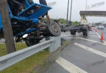 Alça de acesso de Rodovia em Praia Grande fica interditada após acidente