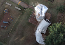 Caixa d’água cai em área de lazer de condomínio em Campinas