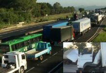 Colisão entre caminhões trava Rodovia Anhanguera entre Americana e Limeira