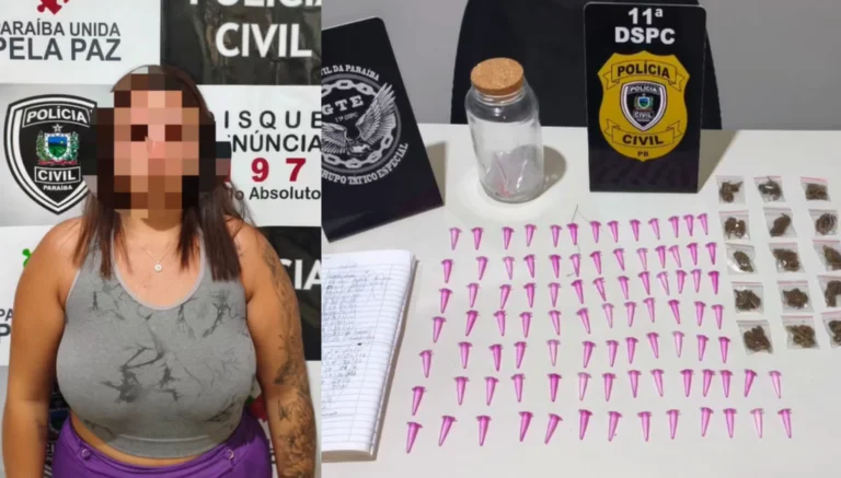 Mulher é presa com drogas, dinheiro e material da logística do tráfico em Boqueirão