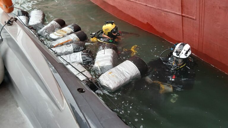 Ação federal integrada apreende 341 kg de cocaína em casco de navio no Porto de Santos