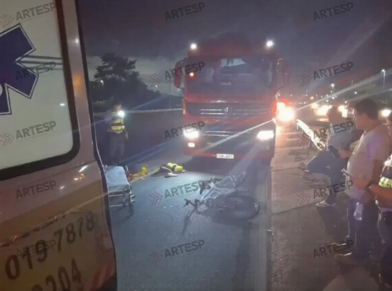 Ciclista fica em estado grave após colisão com carreta em rodovia de Cubatão
