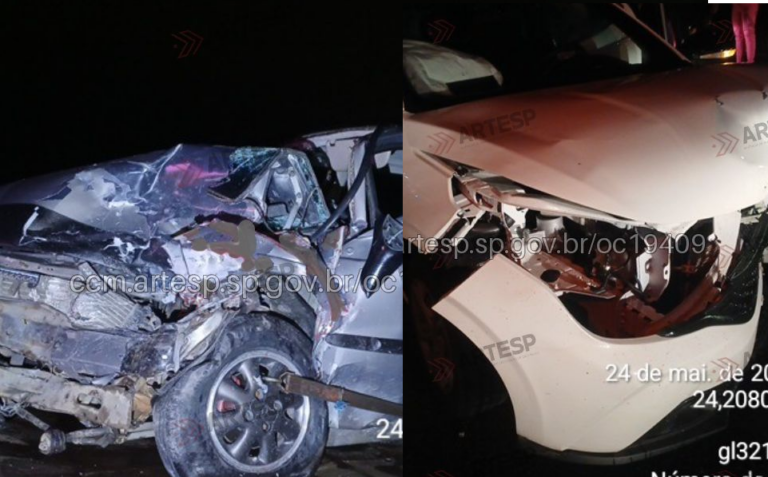 Carro invade a contramão em rodovia e bate de frente com veículo; três pessoas ficaram feridas