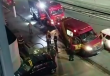 Caixa eletrônico é atingido por incêndio dentro de agência bancária em Santos
