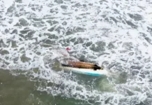 Imagens mostram surfista e guarda-vidas no resgate de pescadores após barco naufragar em Peruíbe; VÍDEO