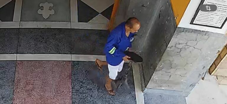 Homem é preso após ser flagrado por câmeras furtando banco de catedral em Cajazeiras