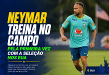 Neymar treina no campo pela primeira vez com a seleção nos EUA