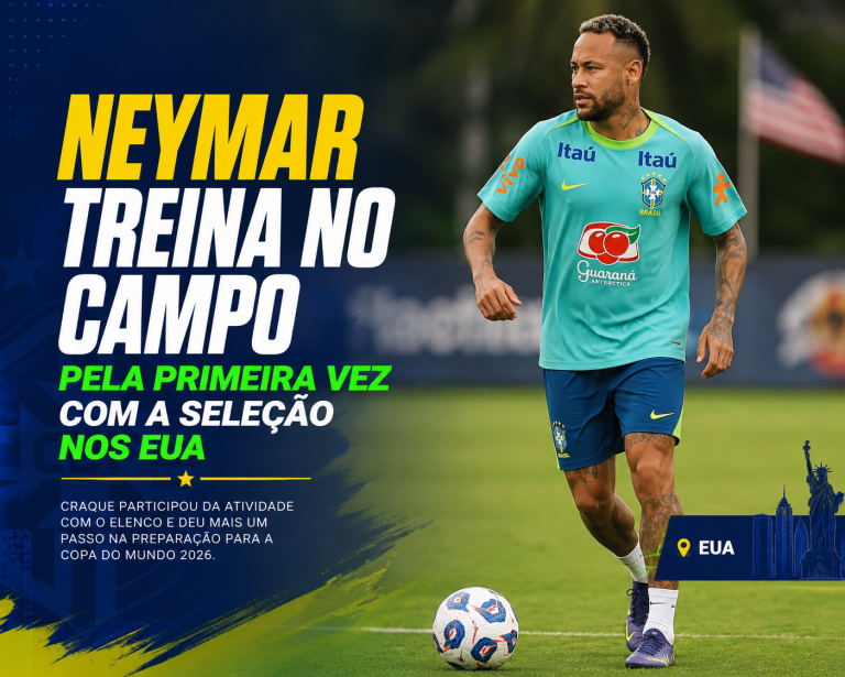 Neymar treina no campo pela primeira vez com a seleção nos EUA
