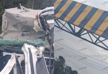 Carreta bate em pórtico de proteção de novo free flow na via Anchieta, em São Paulo