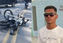 Jovem morre após colisão frontal entre moto e caminhonete