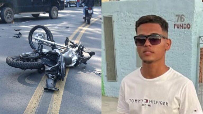 Jovem morre após colisão frontal entre moto e caminhonete
