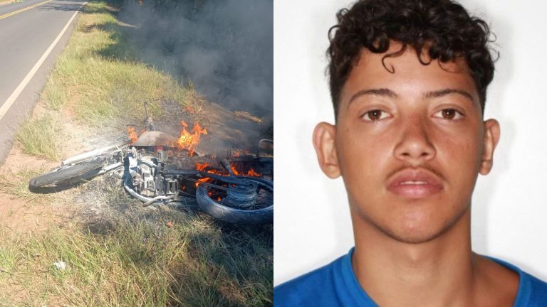 Moto pega fogo e motociclista morre em acidente na Rodovia dos Agricultores